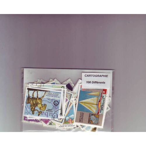 Cartographie - Lot De 100 Timbres Tous Differents -  Divers Pays Du Monde