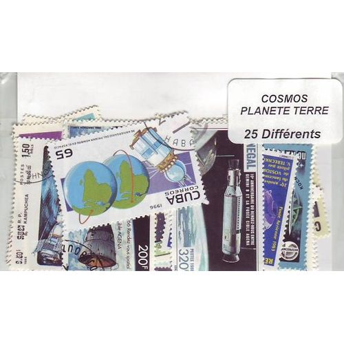 Cosmos Planete Terre - Lot De 25 Timbres Differents - Divers Pays Du Monde