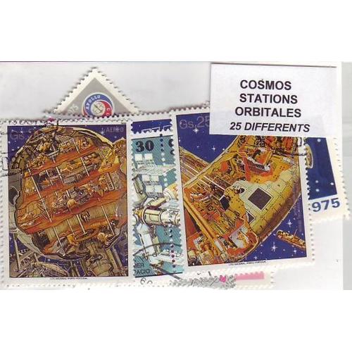 Cosmos Stations Orbitales - Lot De 25 Timbres Differents - Divers Pays Du Monde -