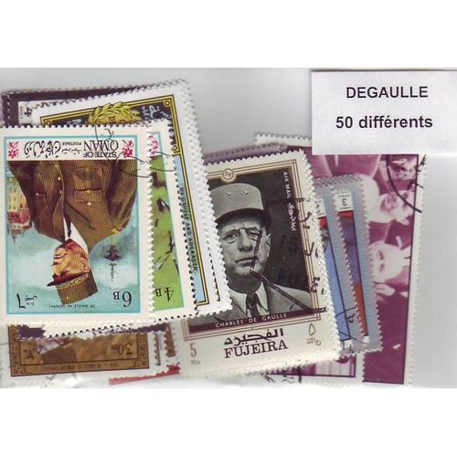 De Gaulle - Lot De 50 Timbres Differents - Divers Pays Du Monde