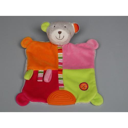 Doudou Ours Plat Gris Multicolore Babysun Tigex