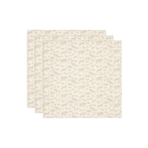 Lot De 3 Lange Gaze De Coton 70 X 70 Cm Animals Nougat - Jollein