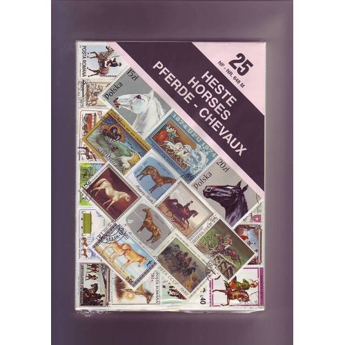 Chevaux - Lot De 25 Timbres Differents - Divers Pays Du Monde