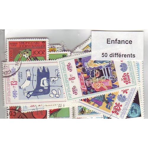 Enfance - Lot De 50 Timbres Differents - Divers Pays Du Monde