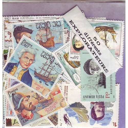 Explorateurs - Lot De 50 Timbres Differents Du Monde Entier