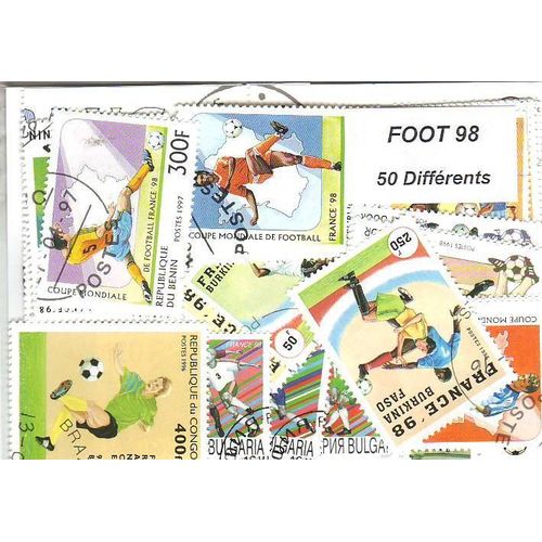 Foot Coupe Du Monde 98 - Lot De 50 Timbres Differents Du Monde Entier