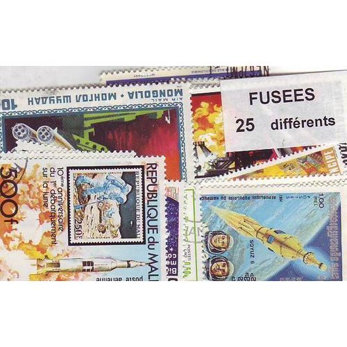 Fusees - Lot De 25 Timbres Differents Du Monde Entier