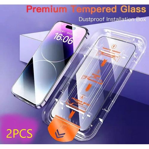 2 Ecran Protecteur Verre + Gabarit Pose Pour Iphone, Smartphone: Au Choix