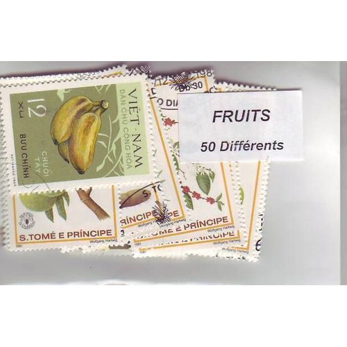 Fruits - Lot De 50 Timbres Differents Du Monde Entier