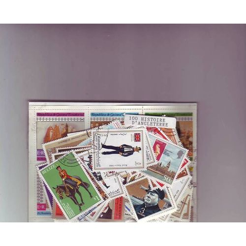 Histoire De La Grande Bretagne - Lot De 100 Timbres Differents Du Monde Entier