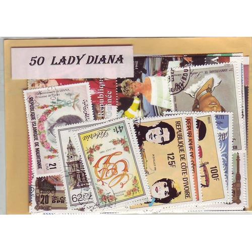 Lady Diana - Lot De 50 Timbres Differents Du Monde Entier
