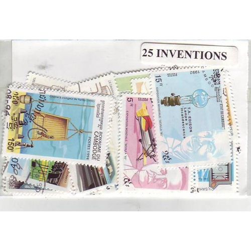 Inventeurs - Lot De 25 Timbres Differents Du Monde Entier