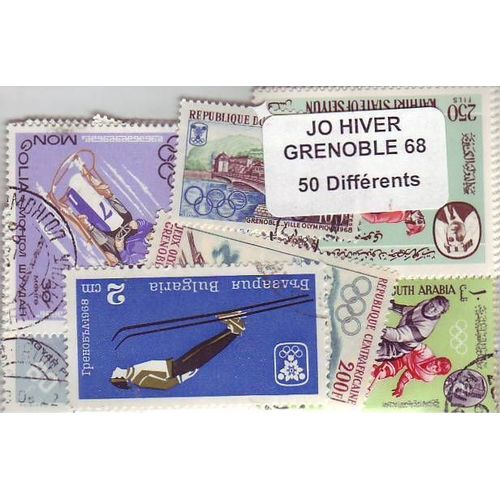 Jeux Olympiques D'hiver De Grenoble (1968) - Lot De 50 Timbres Differents Du Monde Entier