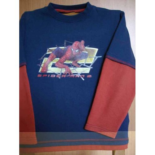 Sweat Marque Spiderman En 10 Ans, Bleu Avec Manches Rouge-Orangé
