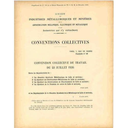 Convention Collective De Travail Du 23 Juillet 1936