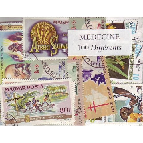 Medecine - Lot De 100 Timbres Different Du Monde Entier -