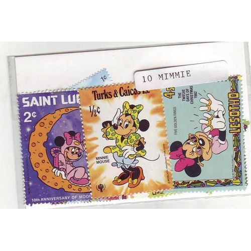 Minnie - Lot De 10 Timbres Differents Du Monde Entier