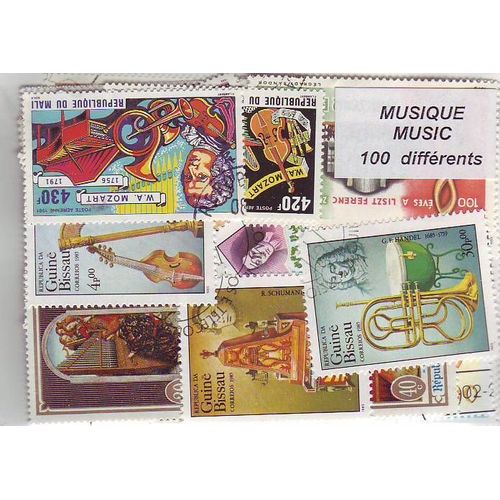 Musique - Lot De 100 Timbres Differents Du Monde