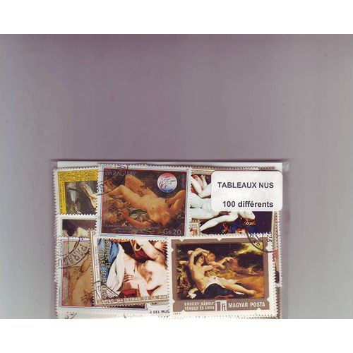 Tableaux Nus - Lot De 100 Timbres Differents Du Monde Entier