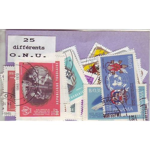 Onu - Lot De 25 Timbres Differents Du Monde Entier