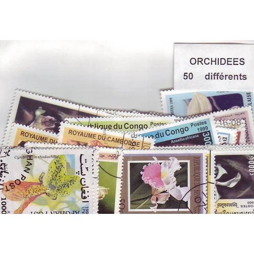 Orchidees - Lot De 50 Timbres Differents Du Monde Entier