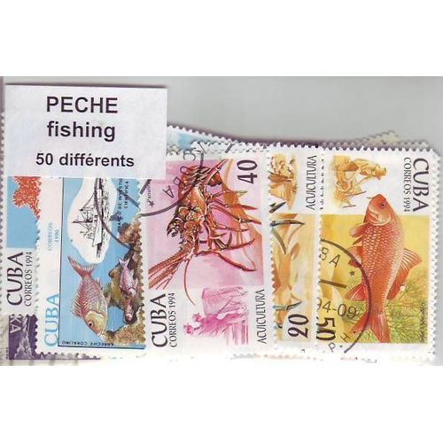 Peche - Lot De 50 Timbres Differents Du Monde Entier