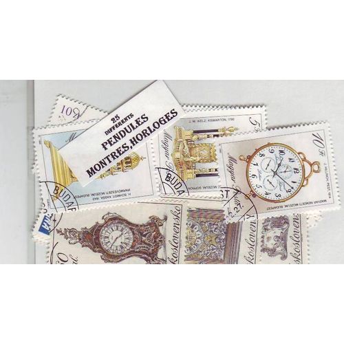 Pendules - Montres & Horloges - Lot De 25 Timbres Differents Du Monde Entier