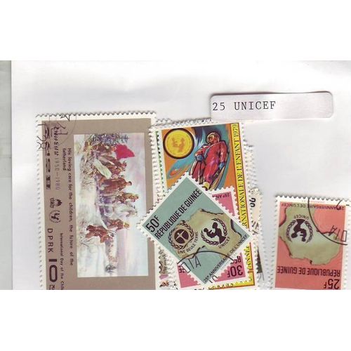 Unicef - Lot De 25 Timbres Differents Du Monde Entier