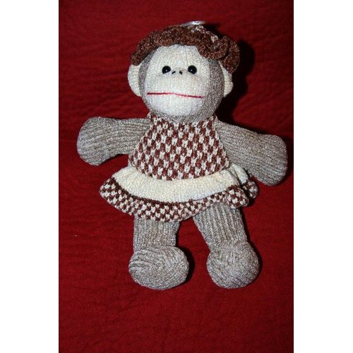 Doudou Singe Robe Marron Gipsy Velours Tricoté