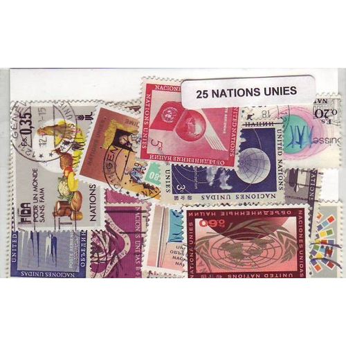 Nations Unies - Lot De 25 Timbres Differents