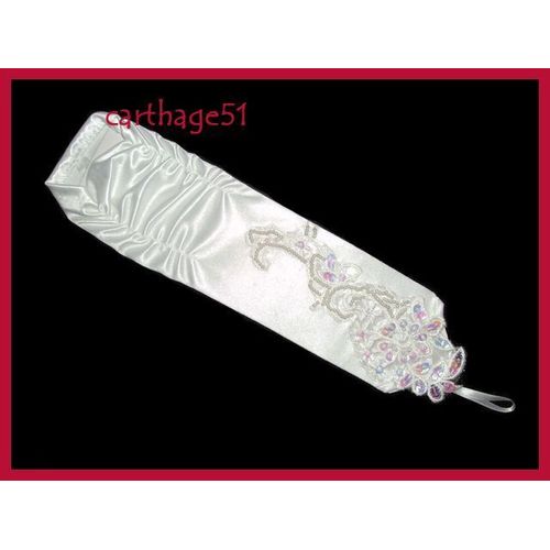 Gants Longs Mitaines Mariage Ceremonie Soirée - Ecru Blanc - Satin