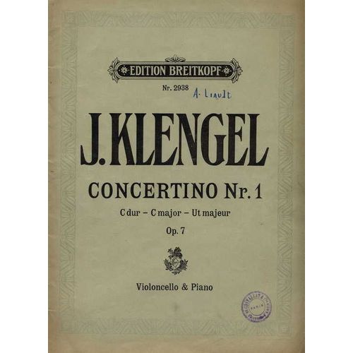 Julius Klengel:Concertino N°1 Pour Violoncelle&piano