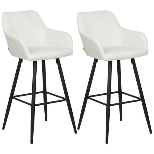 Lot De 2 Chaises De Bar Casmalia Velours Blanc Cassé