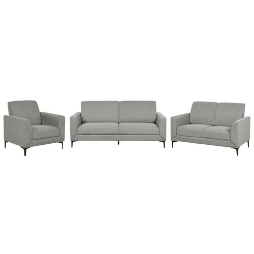 Ensemble Canapés Et Fauteuil En Tissu Gris 6 Places Fenes