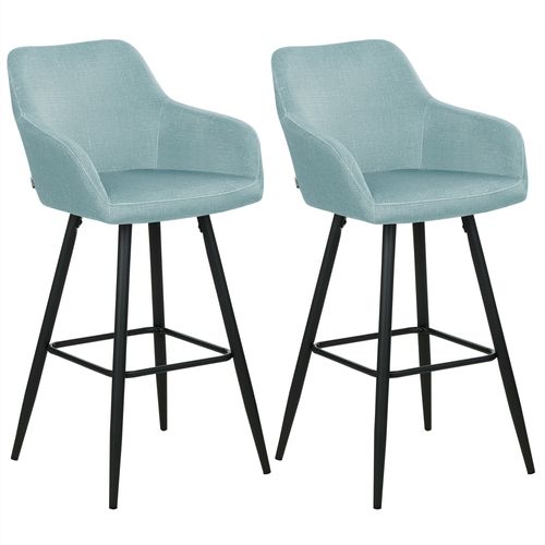 Lot De 2 Chaises De Bar Casmalia Velours Bleu Clair
