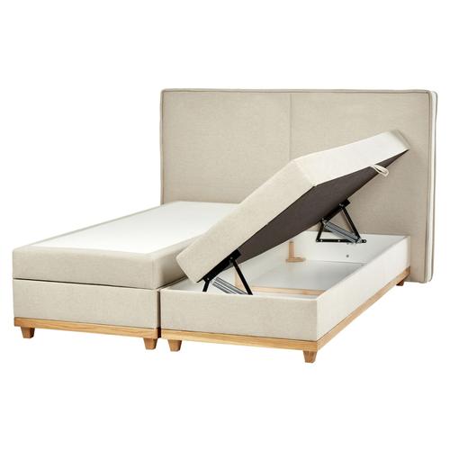 Lit Boxspring En Tissu 160 X 200 Cm Beige Dynasty