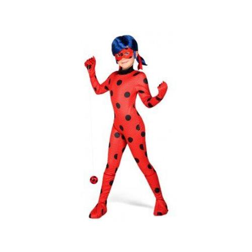 Deguisement Miraculous Ladybug 6-8 Ans + Perruque, Masque, Gants, Couvre-Bottes, Boucles D'oreilles, Yoyo - Set Costume + Carte