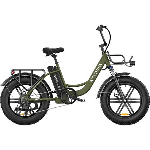 Vélo Électrique Femme Engwe L20 35km/H Moteur 250w Autonomie 50-115km Shimano 7 Vitesses Batterie 48v13ah Pneus Larges De 20*4.0 Pouces Résistants Aux Crevaisons Fat Bike Vert