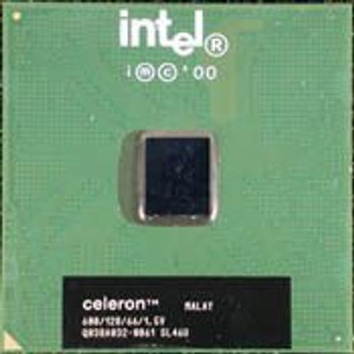 INTEL Celeron 600 Mhz SL46U - L1 32 Ko - L2 128 Ko - FSB 66 Mhz - socket FC-PGA 370 - gravure 0.18µm - coefficient multiplicateur 9.1 - voltage 1.5 V - puissance 12.6 W