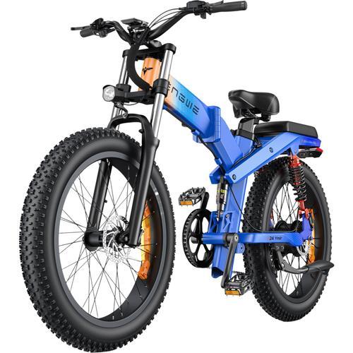 Vélo Électrique Pliant Engwe X26 Ymir 50km/H Moteur 1000w Autonomie 50-75km Shimano 8 Vitesses 26''*4.0 Vtt Fat E-Bike Suspension Complète Batterie 48v29.2ah Bleu