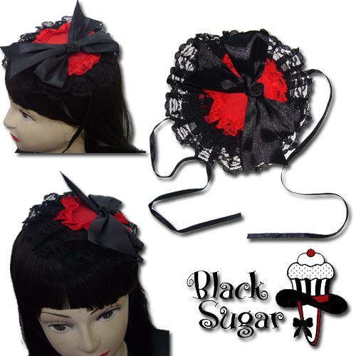 Serre Tête Noeud Papillon Dentelle Noir Modèle Japonais Lolita