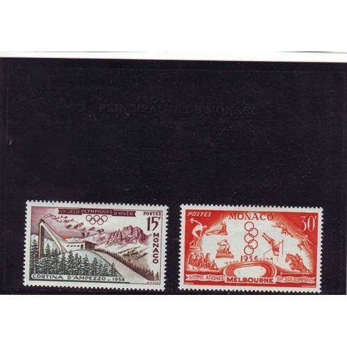 Monaco 1956 : Jeux Olympiques De Melbourne - Lot 2 Timbres Neufs *