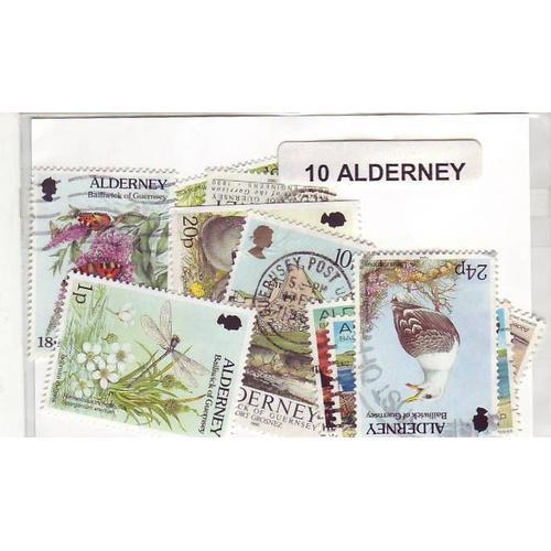 Alderney - Lot De 10 Timbres Differents