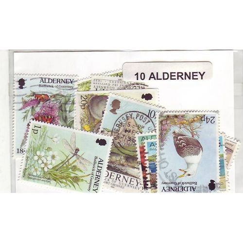 Alderney - Lot De 10 Timbres Differents