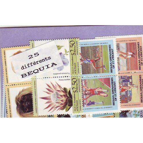 Bequia - Lot De 25 Timbres Differents