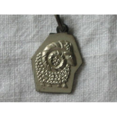 Médaille Du Zodiaque En Métal Argenté: Belier ( Couleur Satinée )