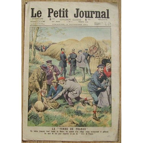 Le Petit Journal Du 12 Novembre 1911  N° 1095 : Le Lest (En Terre De France)  D'un Ballon Francais Tombe En Alsace, Pille Par Des Enfants - Soldat Italien S'emparant Du Drapeau Vert Du Prophete