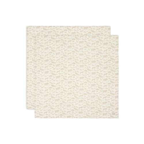 Lot De 2 Langes Coton Hydrophile 115x115 Cm Animals Nougat - Jollein