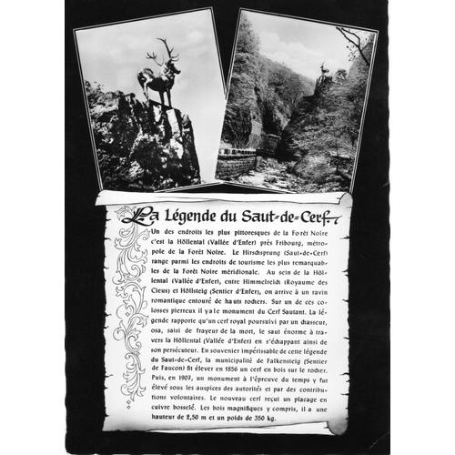 Carte Postale Noir Et Blanc Allemagne Fribourt Höllental La Légende Du Saut Du Cerf