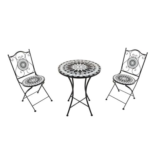 Axi Amélie Table Et Chaise Bistrot, 2 Chaises 1 Table, Ensemble Bistro Extérieur Mosaique Noir/Blanc - Salon De Jardin Bistrot, Table Bistrot Mosaique Pour Jardin/Balcon/Terrasse.